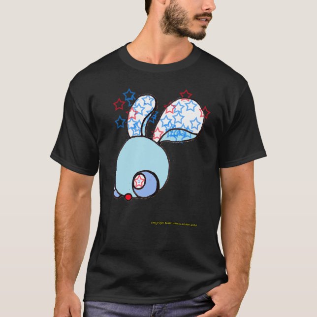 T-shirt Lapin patriote sur un Noir (Devant)
