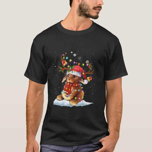 T-shirt Lapin Reindeer Xmas Léger Noël Ornements Xma (Devant)