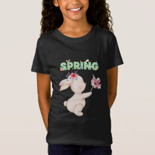 T-Shirt Lapin Rétro de Printemps avec Tee Graphique Tulipe