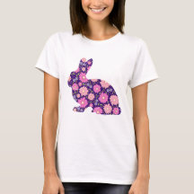 Lapin rétro rose et fleurs
