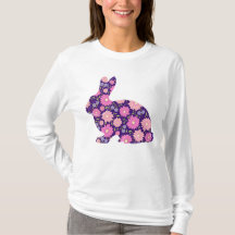 Lapin rétro rose et fleurs