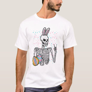 T-shirt Lapin squelette de Pâques Rock Hand Rocker Garçons