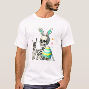 T-shirt Lapin squelette de Pâques Rock Hand Rocker Garçons