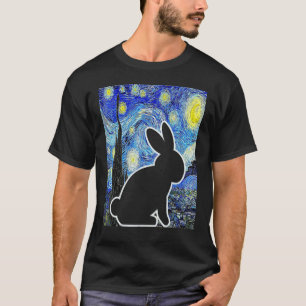 T-shirt Lapin Starry Night Bunny Lover Van Gogh Peinture