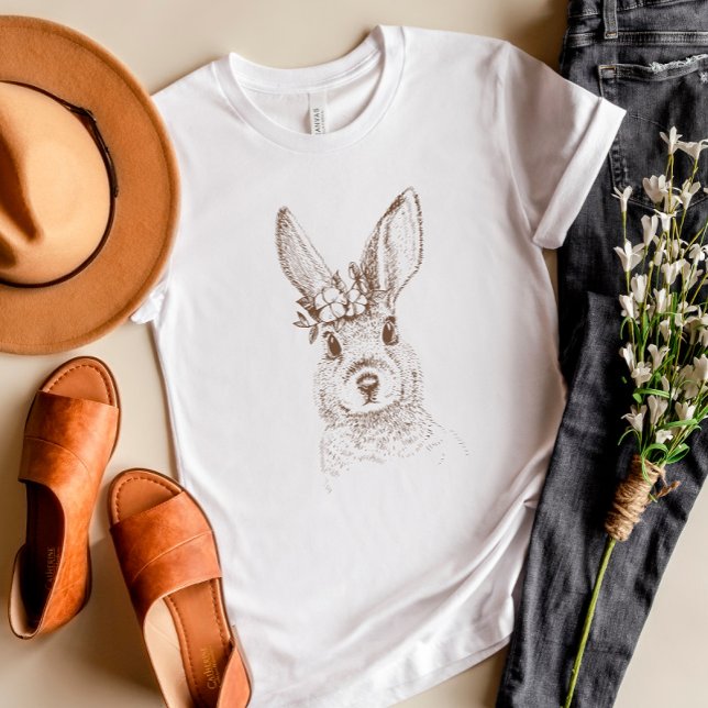 T-shirt Lapin vintage et fleurs (Créateur téléchargé)