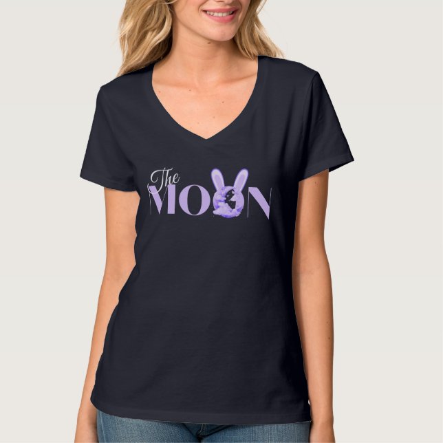 T-shirt Lapin Violet Dans La Lune (Devant)