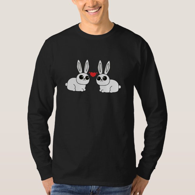 T-shirt Lapins En Amour Cool Rabbit Adorable Été (Devant)