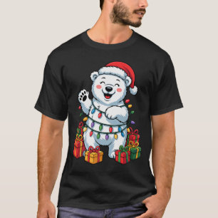 T-shirt Lar Bear Santa Chapeau Les Amoureux des Animaux No