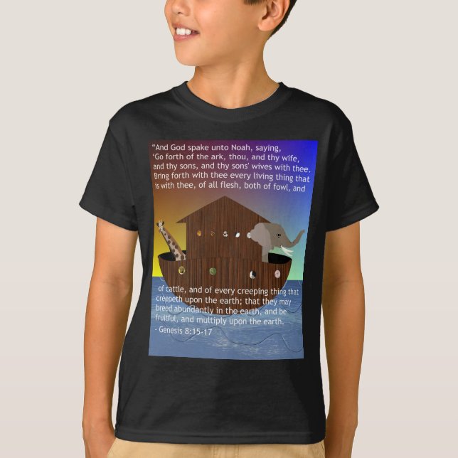 T-shirt L'arche de Noé (avec l'écriture sainte) a badiné (Devant)