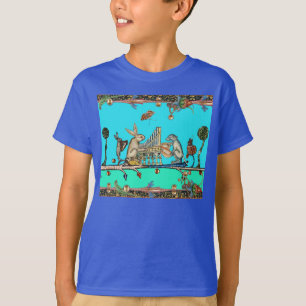 T-shirt LARGE BESTIAIRE MÉDIÉVAL FAIRE DE LA MUSIQUE, Bleu