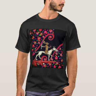T-shirt LARGE BESTIAIRE MÉDIÉVAL Lapin chevauchant un chie