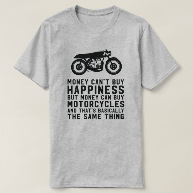 T-shirt L'argent ne fait pas le bonheur chemise de moto (Design devant)