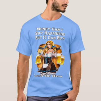 T-shirt L'Argent Peut Acheter Beaucoup De Bière Drôle Bois