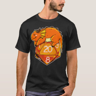 T-shirt Larp Chubby Dragon Dungeons W20 Roll Rôle Jouer Ga