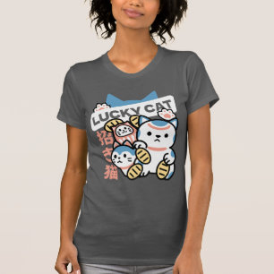 T-shirt L'art du chat chanceux – Maneki Neko avec pièce d'
