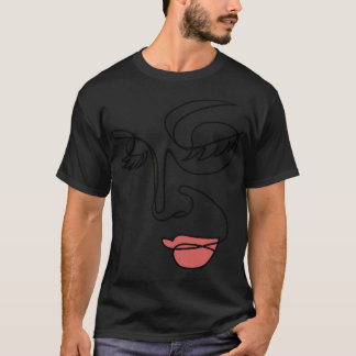 T-shirt L'art en ligne continue du visage féminin