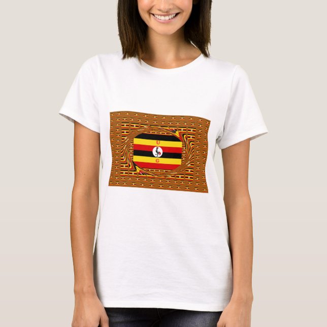 T-shirt L'Art Vibrant Ouganda Inspiré Du Drapeau (Devant)