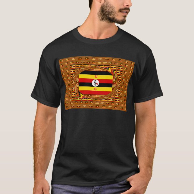 T-shirt L'Art Vibrant Ouganda Inspiré Du Drapeau (Devant)