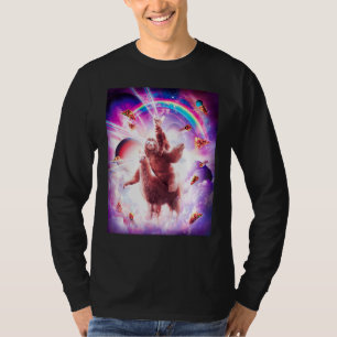 T-shirt Laser Eyes Space Cat Riding Sloth Blade Rainbow