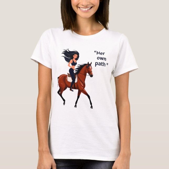 T-shirt Laser Son Sentier : Femme à cheval (Devant)