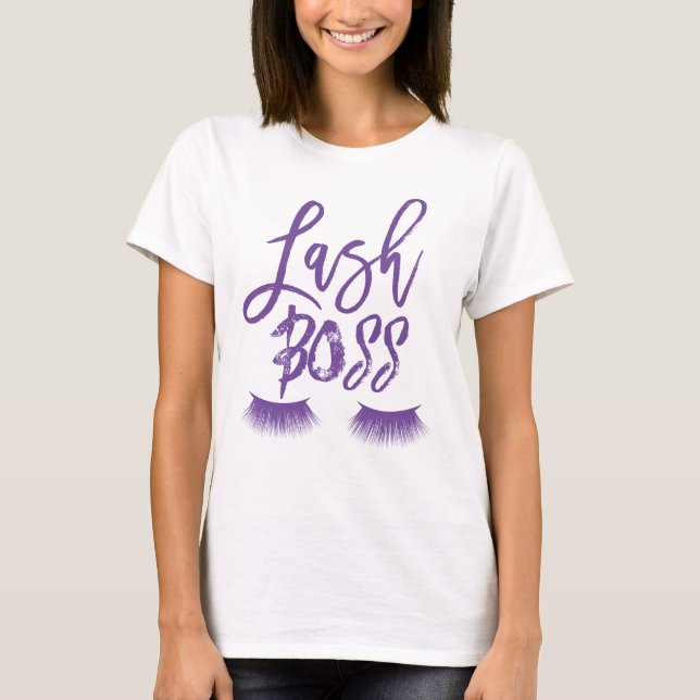 T-shirt Lash Boss Purple Eyelash Extensions Eyes Salon (Devant)
