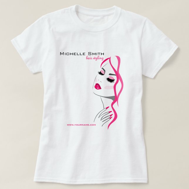 T-shirt Lashes Manucure Cheveux rose fille marque de beaut (Design devant)