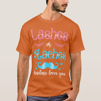 T-shirt Lashes Ou Staches Grand-mère Vous Aime Révéler Le