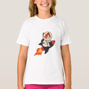 T-shirt L'Astronaut Chat Riding Rocket - L'Aventure Cosmiq
