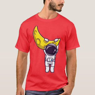 T-shirt L'astronaute accroché au dessin animé sur la lune1