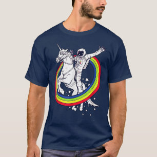 T-shirt L'astronaute AETICON équitation Unicorne arc-en-ci
