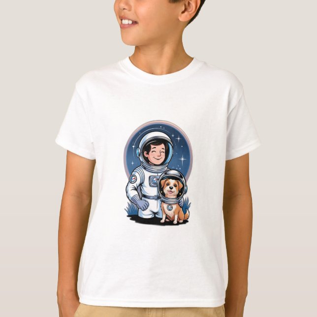T-shirt L'astronaute avec un animal domestique (comme un c (Devant)