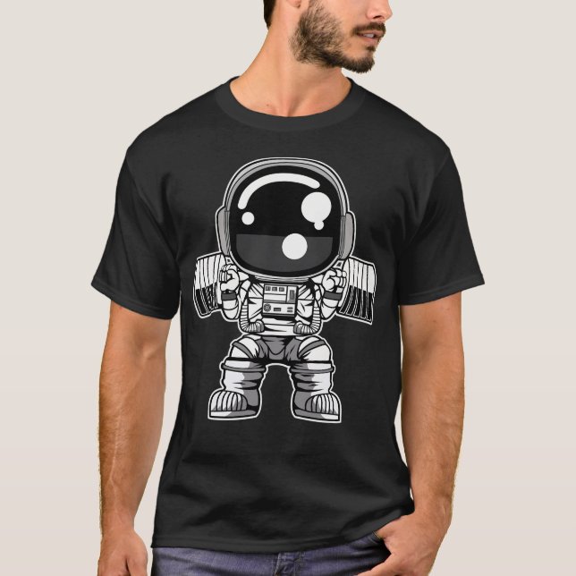 T-shirt L'astronaute Barbell Body Builder (Devant)