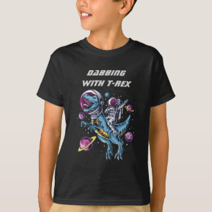 T-shirt L'astronaute Dabbing et Riding T-REX dans l'espace