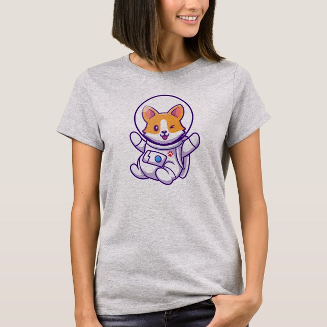 T-shirt L'astronaute Dog Cute Dog Design (Devant)