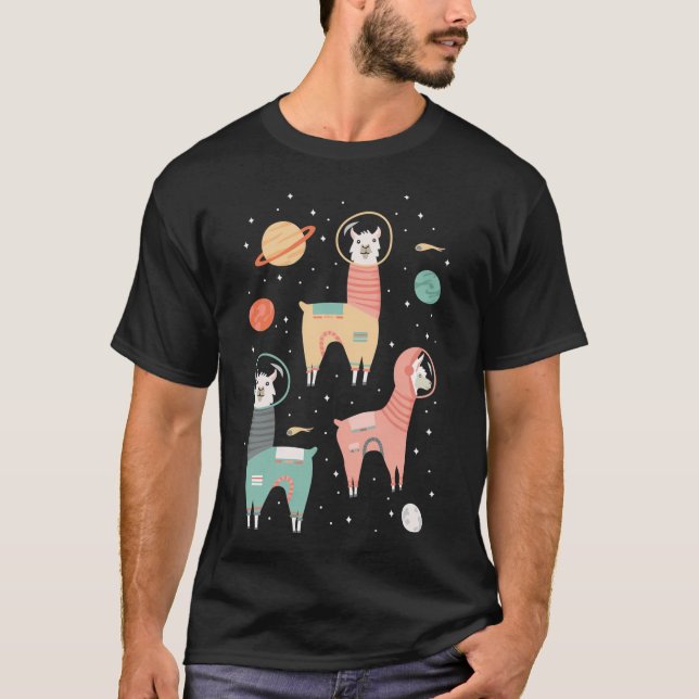 T-shirt L'Astronaute Llamas Dans L'Espace (Devant)