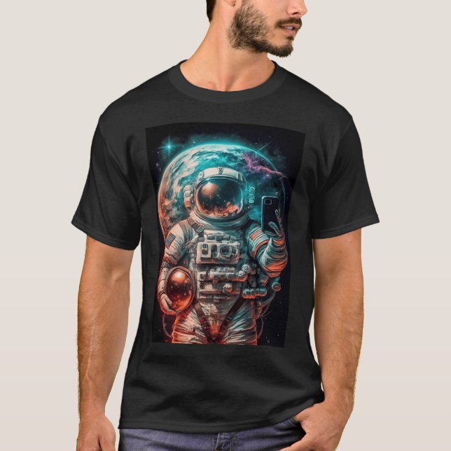 T-shirt L'Astronaute Prend Un Selfie (Devant)