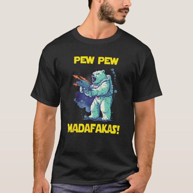 T-shirt L'astronaute spatial Pew Madafakas Polar Bear (Devant)
