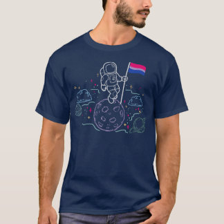T-shirt L'astronaute sur la Lune tenant le drapeau de Bise