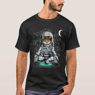T-shirt L'Astronaute Yoga Floki Inu Coin À La Lune Crypto 