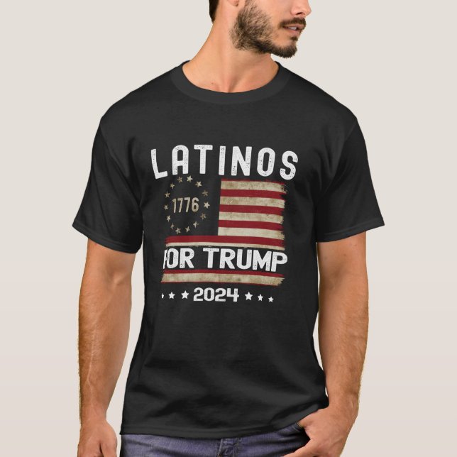 T-shirt Latinos pour Trump 2024 Funny Election USA Drapeau (Devant)