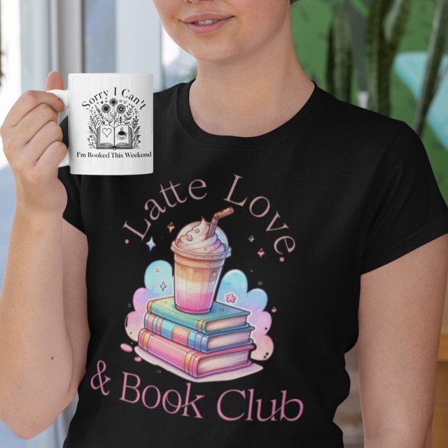 T-shirt Latte Love and Book Club Cute Cartoon Pastel (Créateur téléchargé)