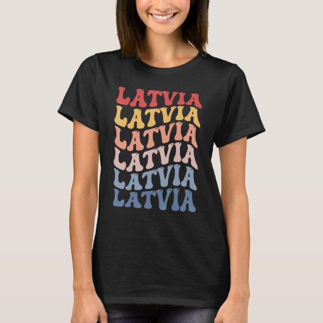 T-shirt Latvia Groovy Retro Latvian (Devant)