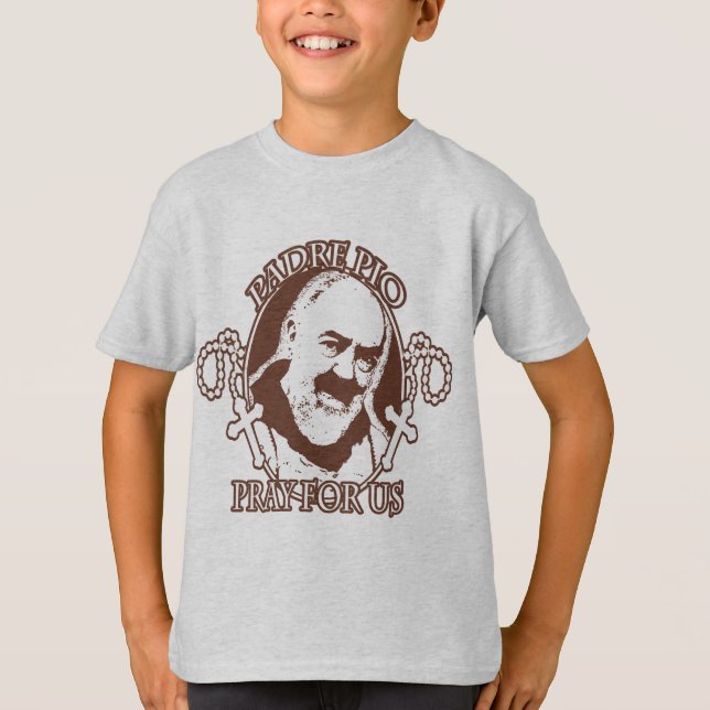 T-SHIRT L'AUMÔNIER PIO PRIENT POUR LES USA PAR EKLEKTIX, (Devant)