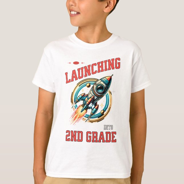T-shirt Launching into 2nd Grade -Back to School  (Devant)