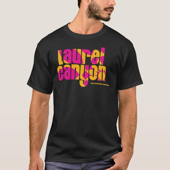 T-shirt Laurel Canyon logo de fleur psychédélique - rose F (Devant)