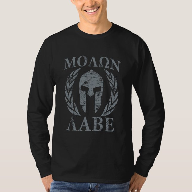 T-shirt Lauriers de masque de guerrier de Molon Labe sur (Devant)