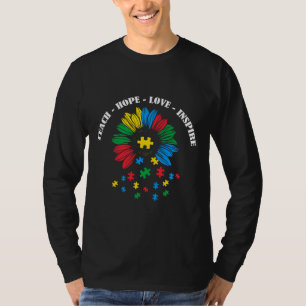 T-shirt L'autisme Apprendre l'amour de l'espoir Inspirer