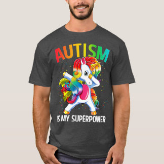 T-shirt L'autisme est ma superpuissance Dabbing Unicorne