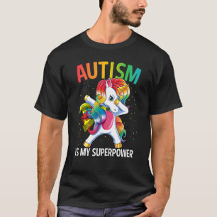 T-shirt L'autisme est ma superpuissance Dabbing Unicorne
