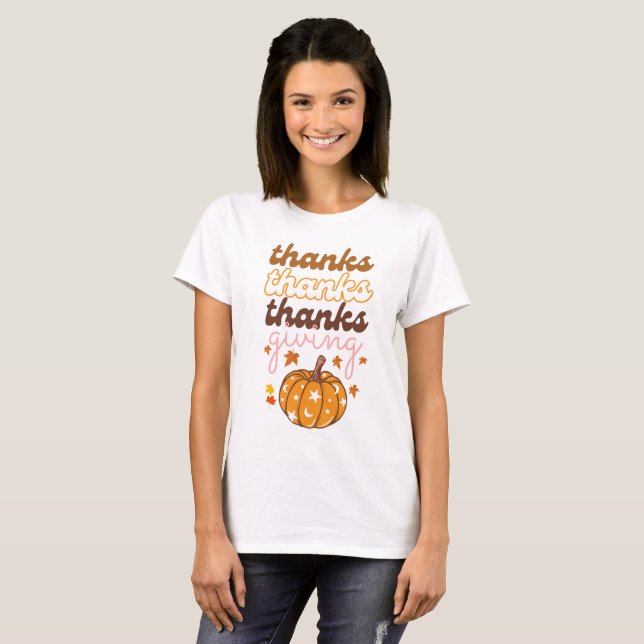 T-shirt L'automne quitte Super Citrouille vacances Thanksg (Devant entier)